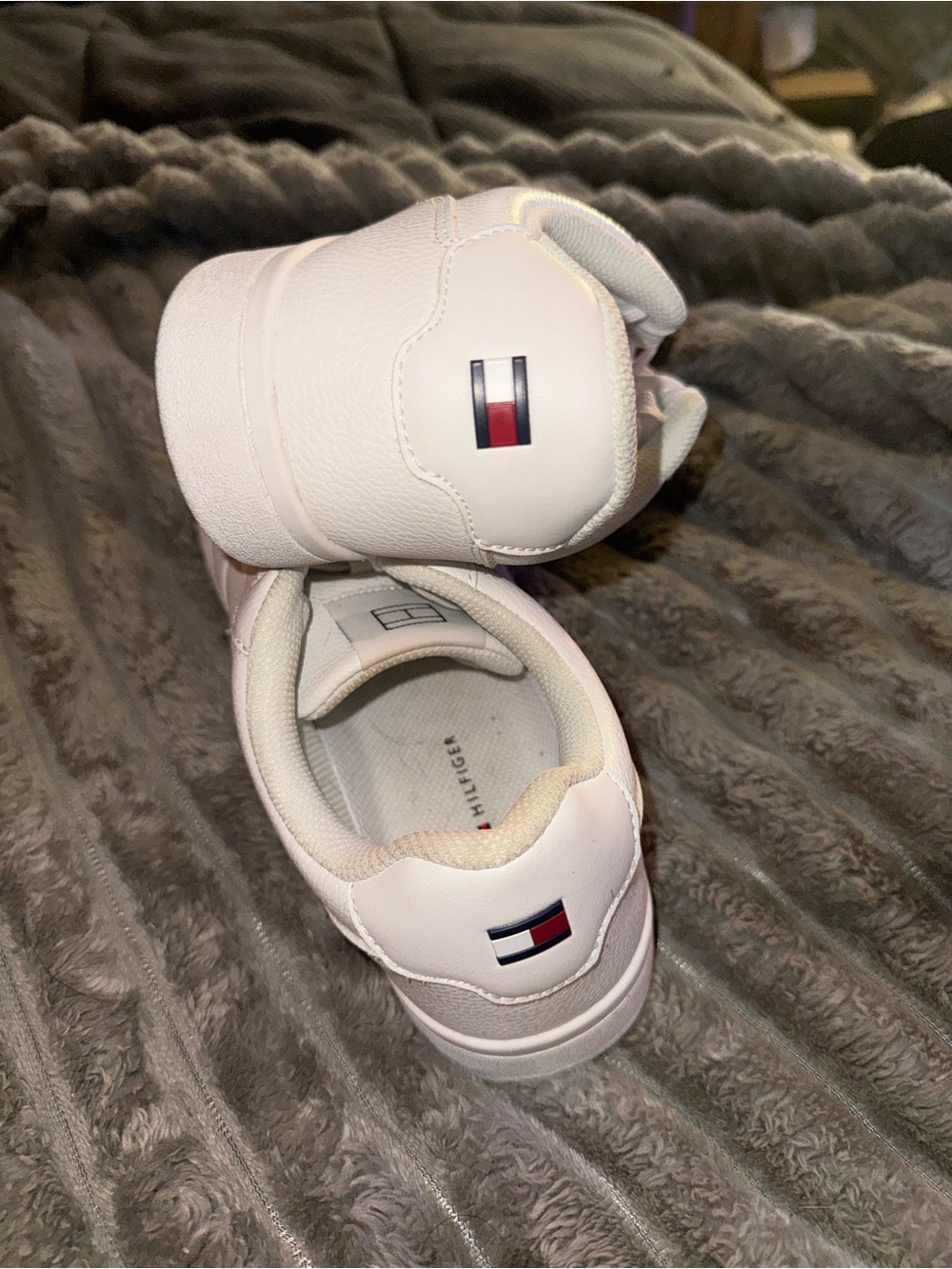Tommy Hilfiger White Sneakers with Red & Navy Flag Accent